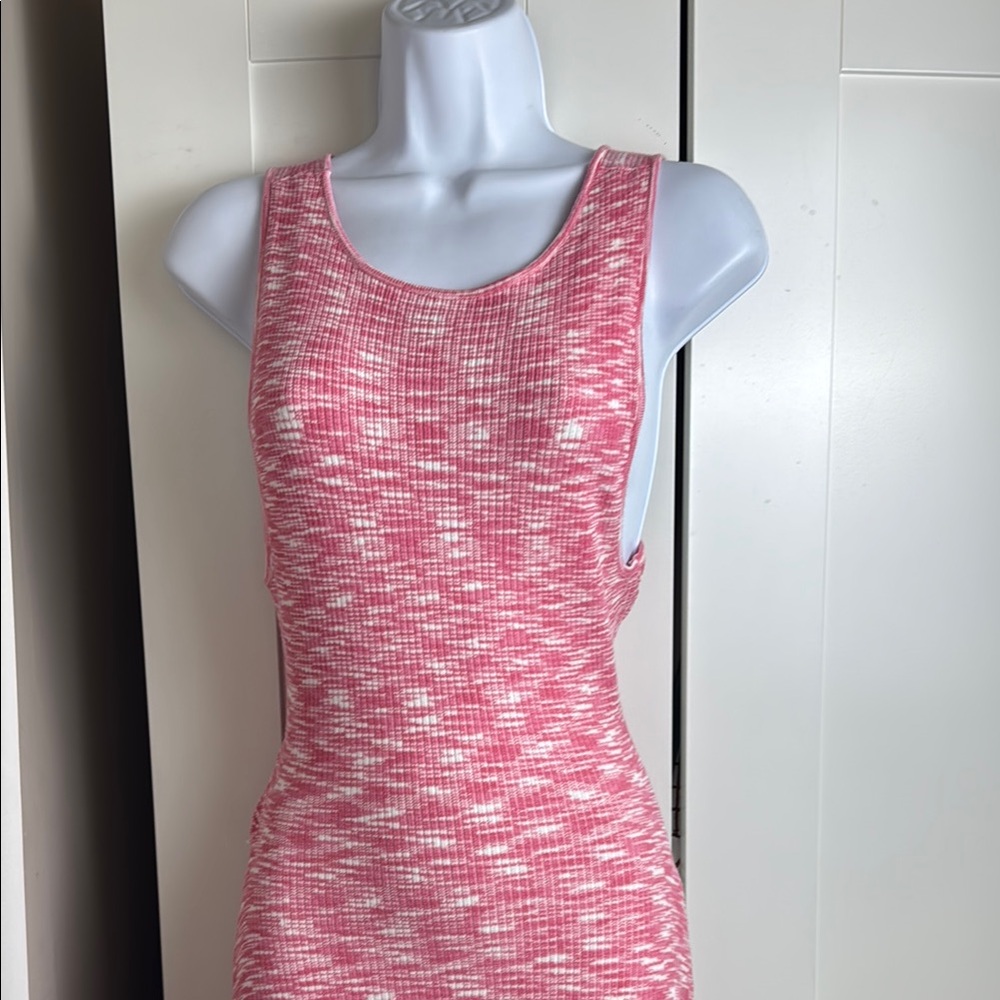 NWT Bundle Pink Rina Long Tank Knit Dress Sexy Open Twist Back - Picture 2 of 12